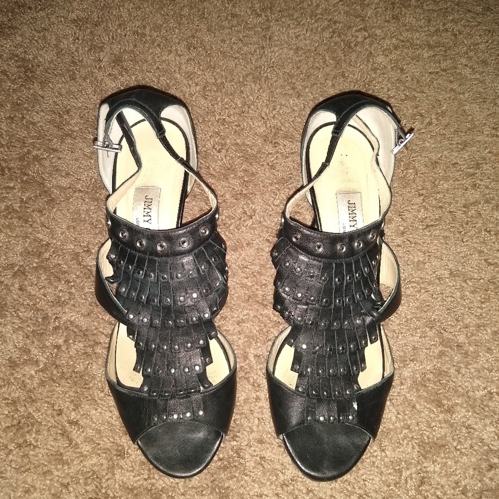 ⚡Jimmy Choo Black Leather High Heels Euro 39.5⚡